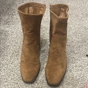 Anne Klein Tan Suede Ankle Booties